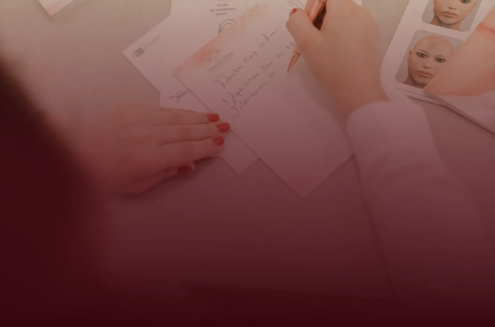 Photograph of a provider writing notes on a personalized care plan