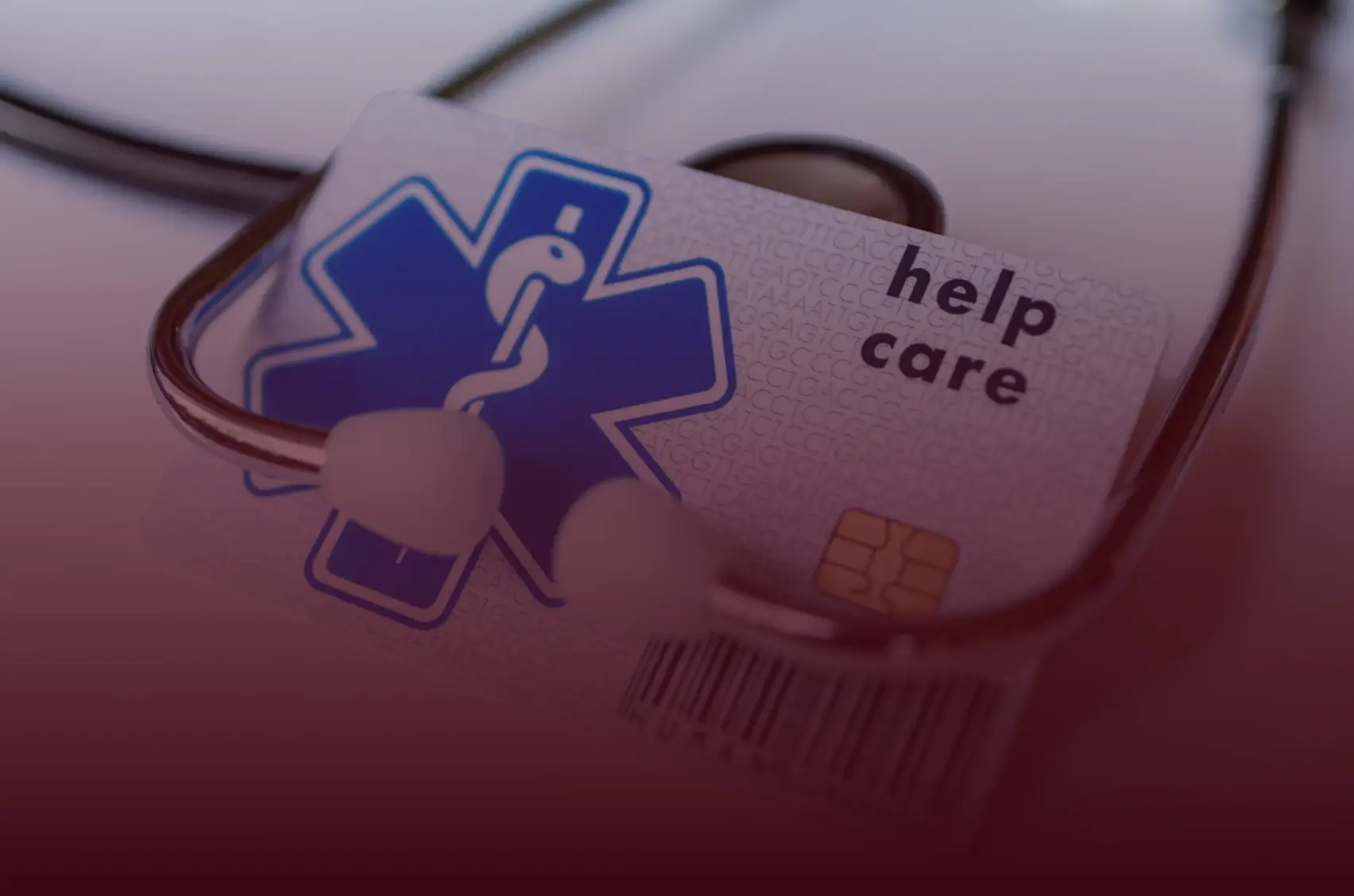 Photograph of a secure medical identification card beside a stethoscope